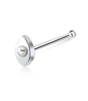 Pearl in Eye Silver Bone Nose Stud NSKD-203p